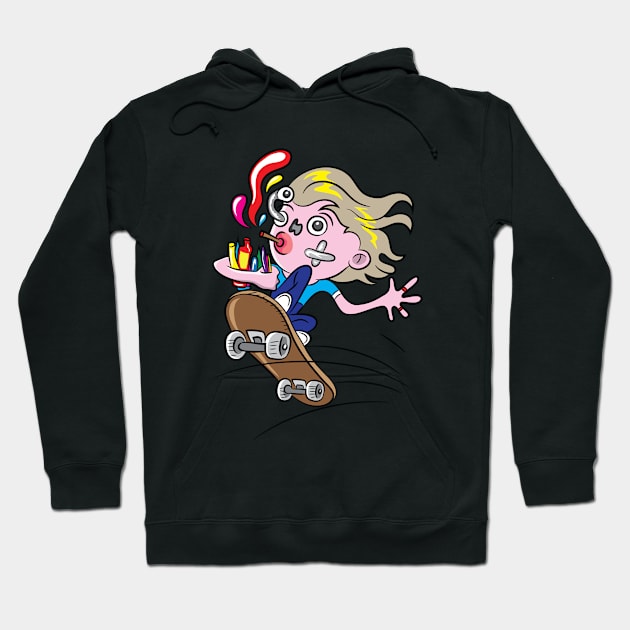 Skateboarder Cartoon Hoodie by martinussumbaji